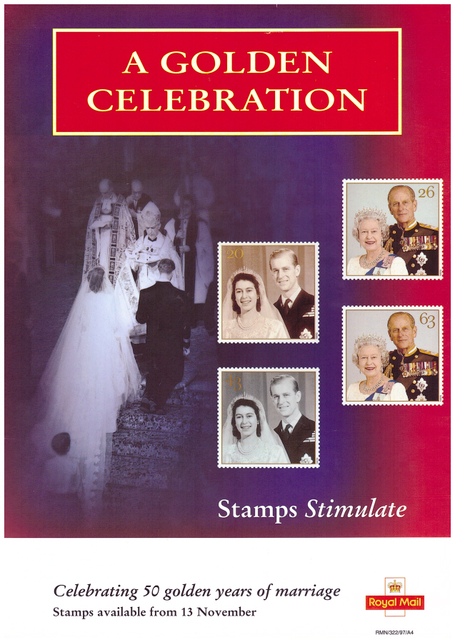 (image for) 1997 Royal Golden Wedding Post Office A4 poster. RMN/322/97/A4. - Click Image to Close